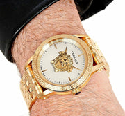  Shop Authentic Versace Palazzo Empire White Dial Gold Steel Strap Watch for Men - VERD00318 - Luxxuri