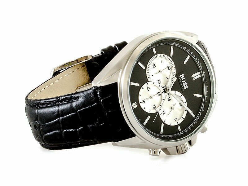  Shop Authentic Hugo Boss Driver Black Dial Black Leather Strap Watch for Men - 1512879 - Luxxuri