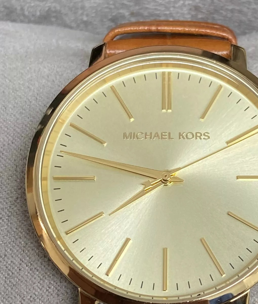  Shop Authentic Michael Kors Jaryn Quartz Gold Dial Brown Leather Strap Watch For Women - MK2496 - Luxxuri