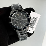  Shop Authentic Emporio Armani Diver Chronograph Black Dial Black Steel Strap Watch For Men - AR11363 - Luxxuri