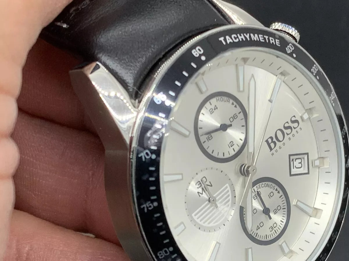  Shop Authentic Hugo Boss Rafale Chronograh Quartz White Dial Black Leather Strap Watch For Men - HB1513403 - Luxxuri