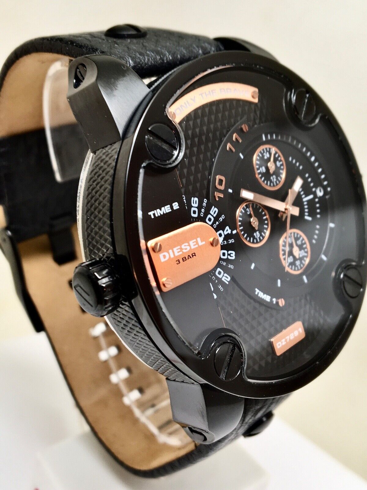  Shop Authentic Diesel Little Daddy Chronograph Black Dial Black Leather Strap Watch For Men - DZ7291 - Luxxuri