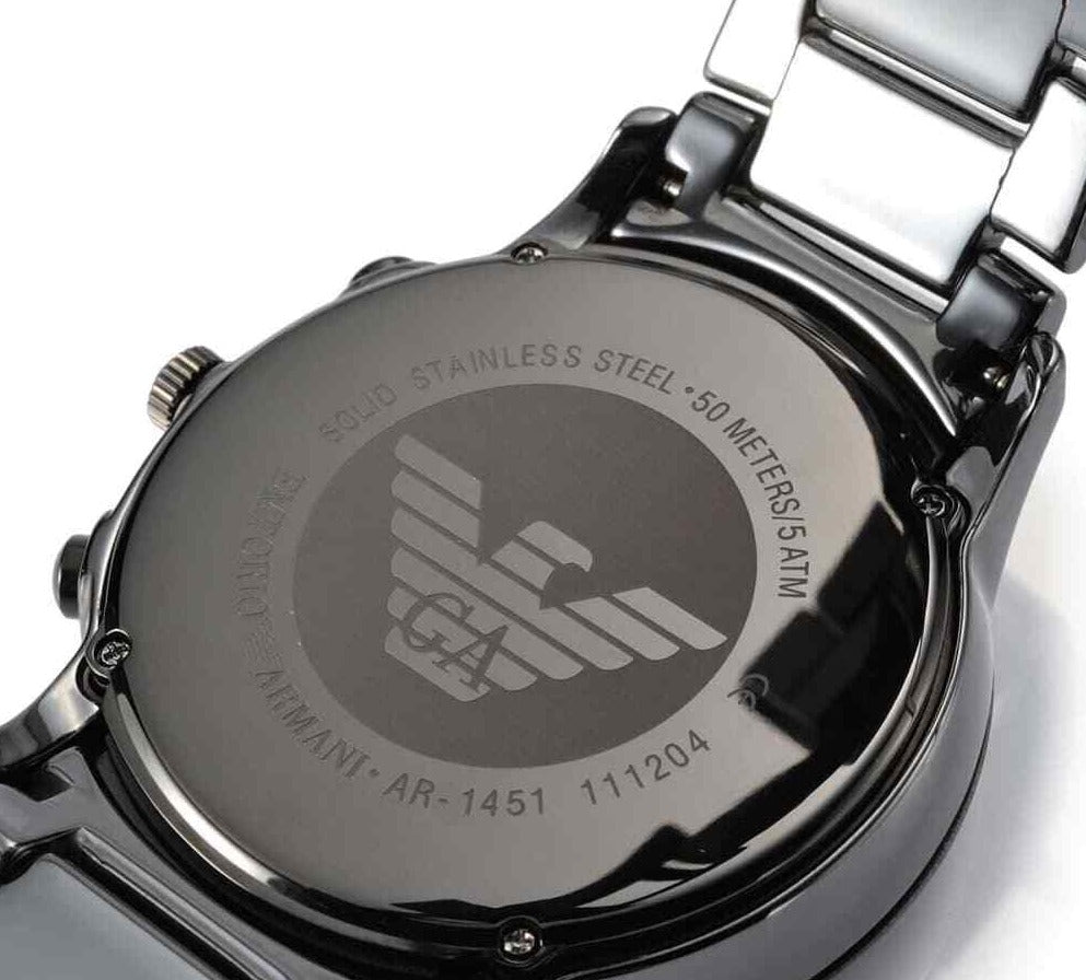  Shop Authentic Emporio Armani Ceramica Chronograph Black Dial Black Steel Strap Watch For Men - AR1451 - Luxxuri