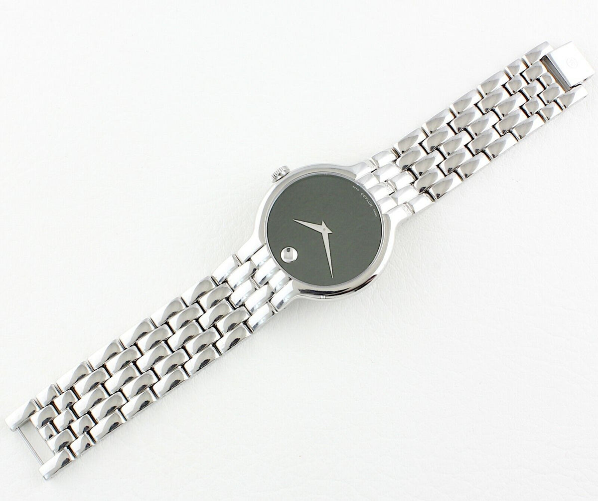  Shop Authentic Movado Veturi Quartz Black Dial Silver Steel Strap Watch for Women - 0606338 - Luxxuri