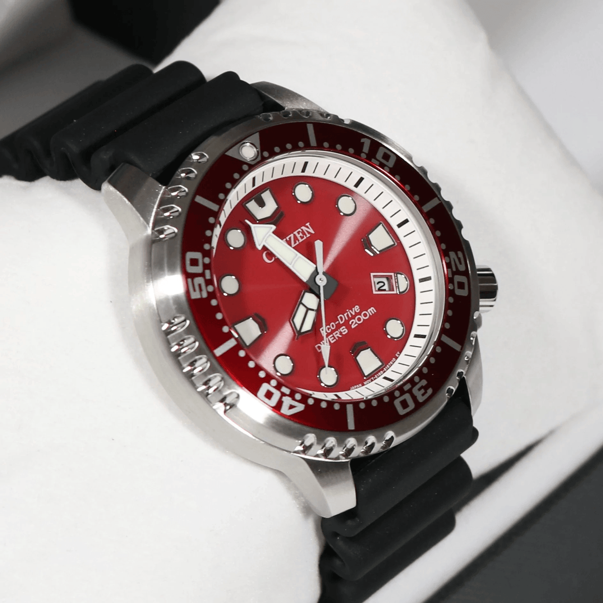  Shop Authentic Citizen Eco Drive Promaster Marine Red Dial Black Rubber Strap Watch For Men - BN0159-15X - Luxxuri