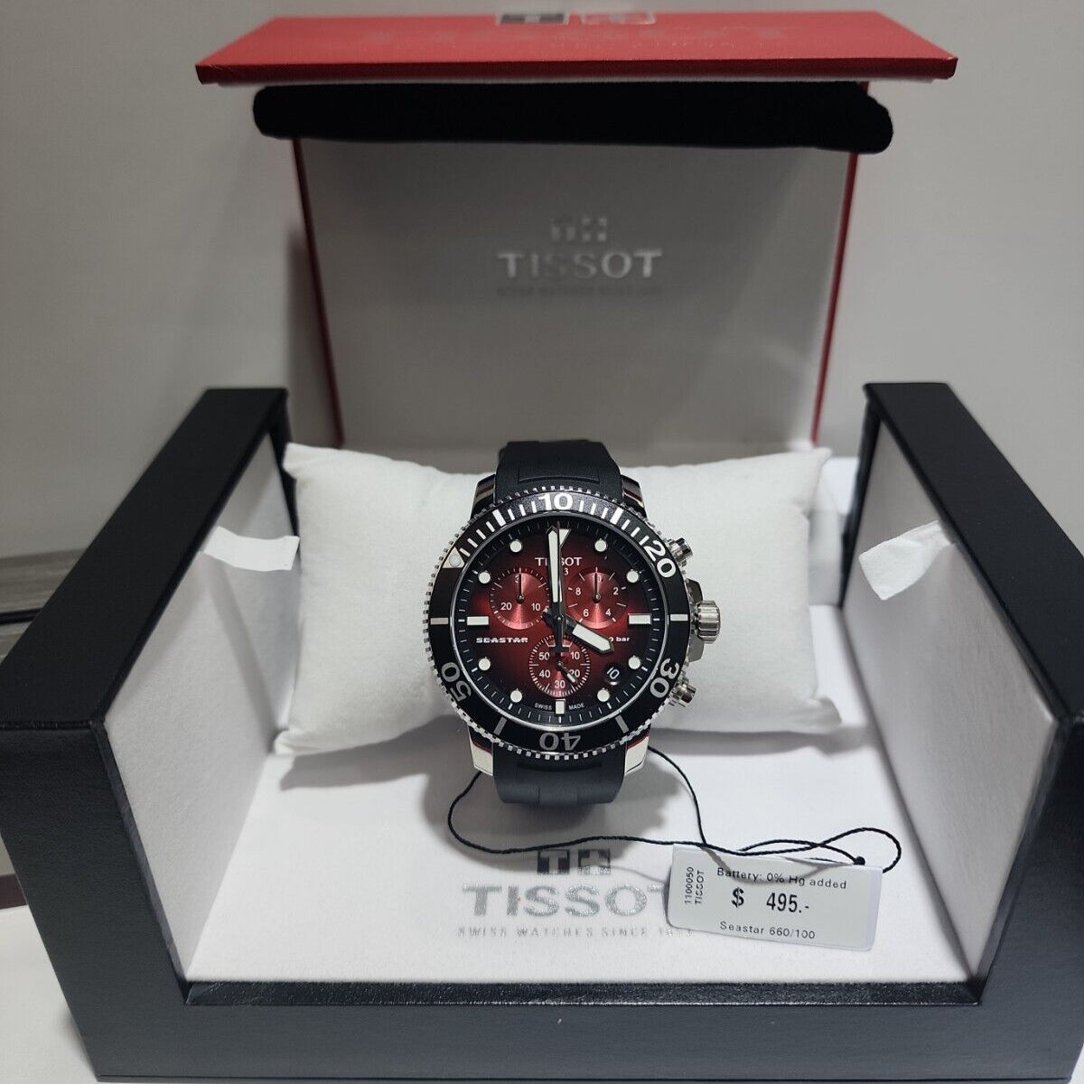  Shop Authentic Tissot Seastar 1000 Chronograph Red Dial Black Rubber Strap Watch For Men - T120.417.17.421.00 - Luxxuri