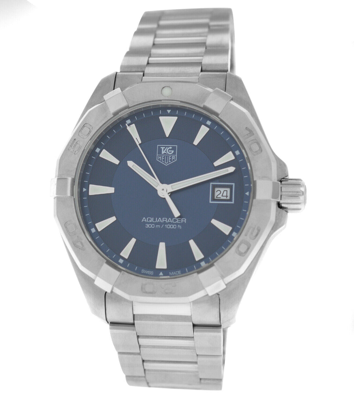  Shop Authentic Tag Heuer Aquaracer Quartz Blue Dial Silver Steel Strap Watch for Men - WAY1112.BA0928 - Luxxuri