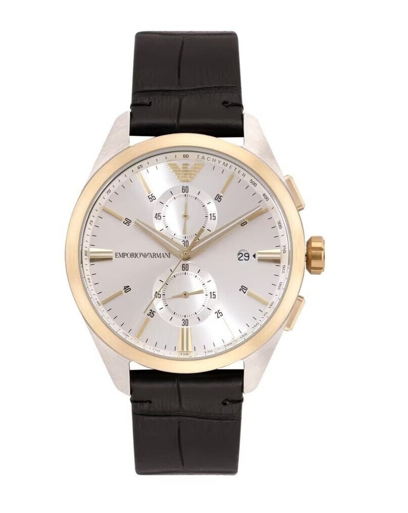  Shop Authentic Emporio Armani Claudio Chronograph Silver Dial Black Leather Strap Watch For Men - AR11498 - Luxxuri