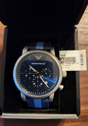  Shop Authentic Emporio Armani Luigi Chronograph Quartz Blue Dial Blue Nylon Strap Watch For Men - AR1949 - Luxxuri