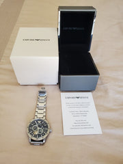  Shop Authentic Emporio Armani Mario Chronograph Automatic Blue Dial Silver Steel Strap Watch For Men - AR60052 - Luxxuri