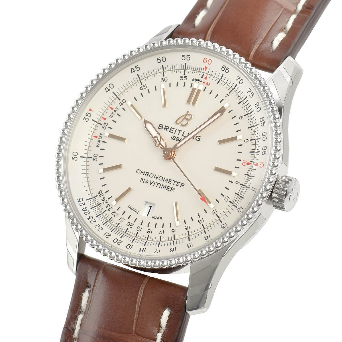  Shop Authentic Breitling Navitimer Automatic 41 White Dial Brown Leather Strap Watch for Men - A17326211G1P2 - Luxxuri