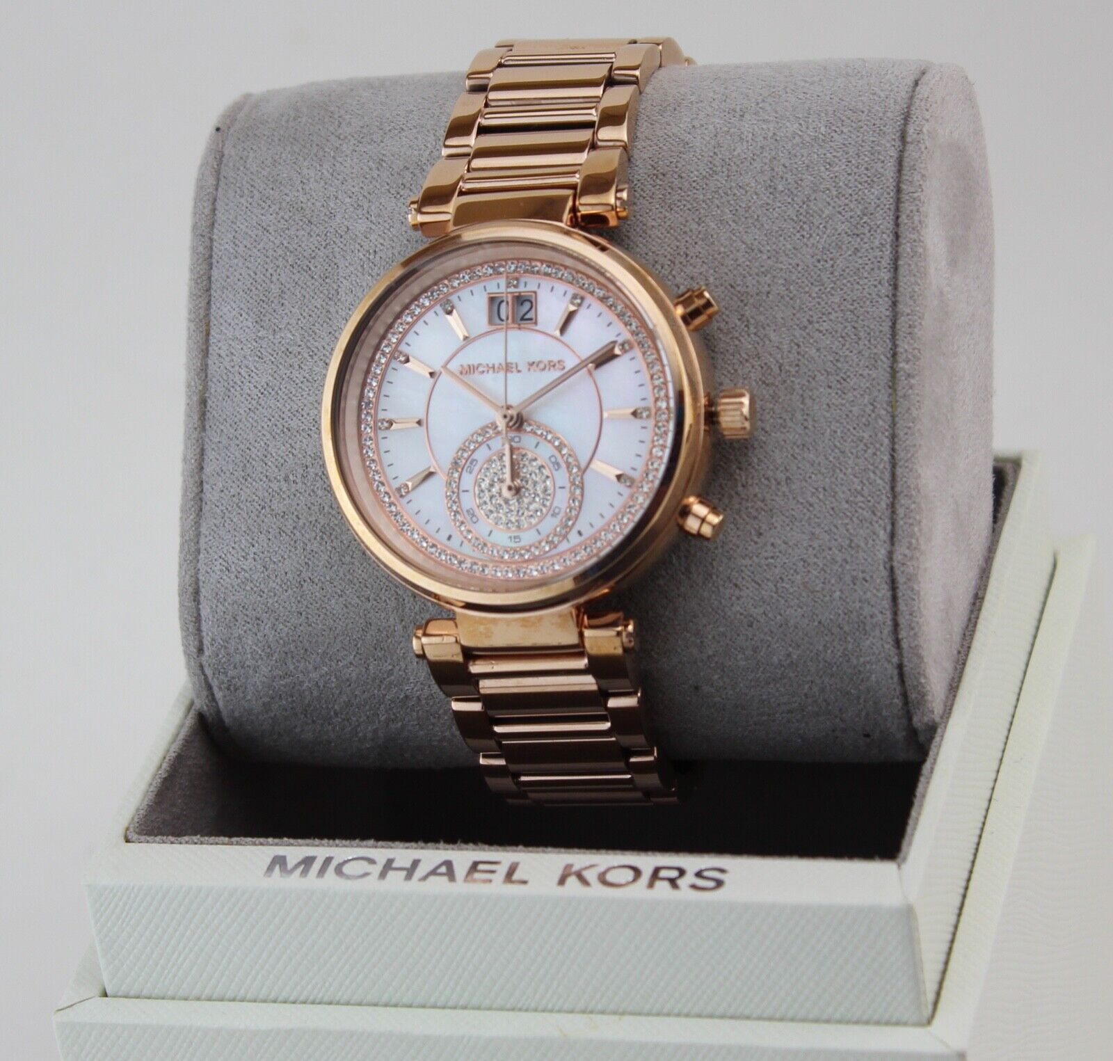  Shop Authentic Michael Kors Sawyer Mother of Pearl White Dial Rose Gold Steel Strap Watch for Women - MK6282 - Luxxuri