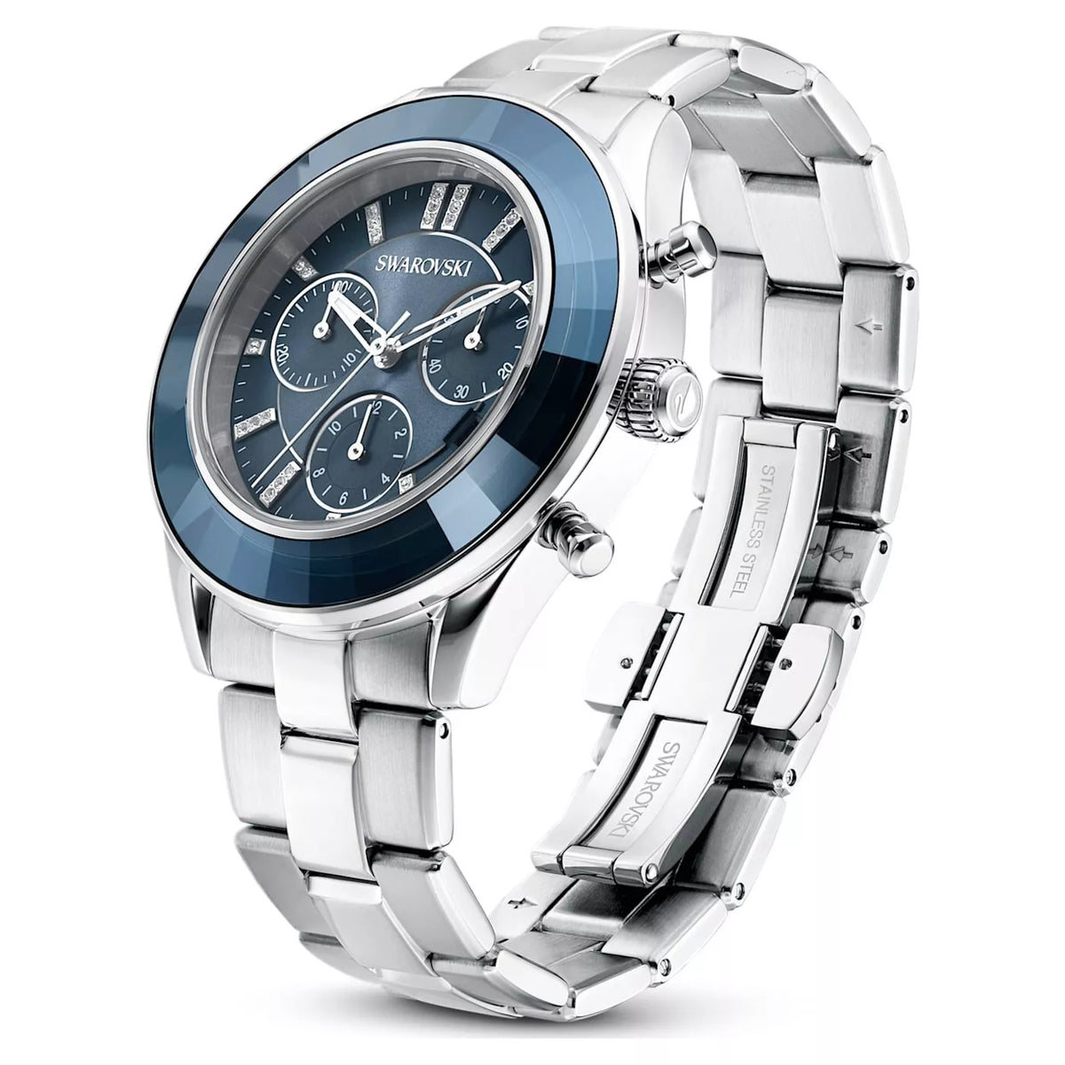  Shop Authentic Swarovski Octea Lux Sport Chronograph Blue Dial Silver Steel Strap Watch for Women - 5610481 - Luxxuri