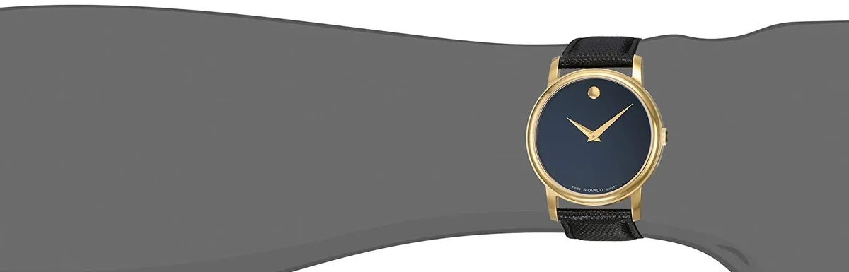  Shop Authentic Movado Museum Black Dial Black Leather Strap Watch For Men - 2100005 - Luxxuri