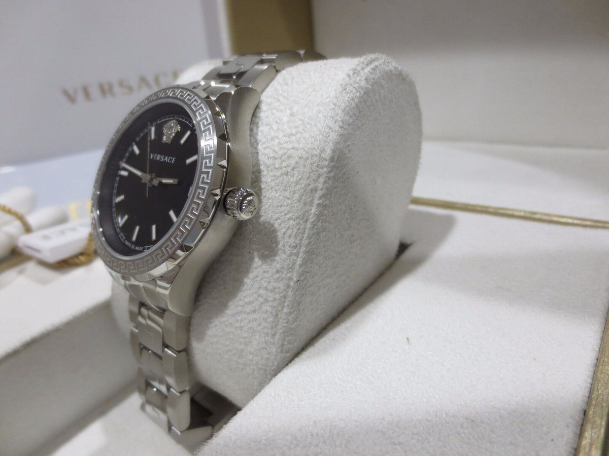  Shop Authentic Versace Hellenyium Black Dial Silver Steel Strap Watch for Women - V12020015 - Luxxuri