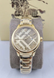  Shop Authentic Burberry The Classic Champagne Dial Gold Steel Strap Watch for Women - BU10109 - Luxxuri