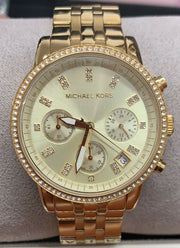  Shop Authentic Michael Kors Runway Chronograph Gold Dial Gold Steel Strap Watch For Women - MK5698 - Luxxuri