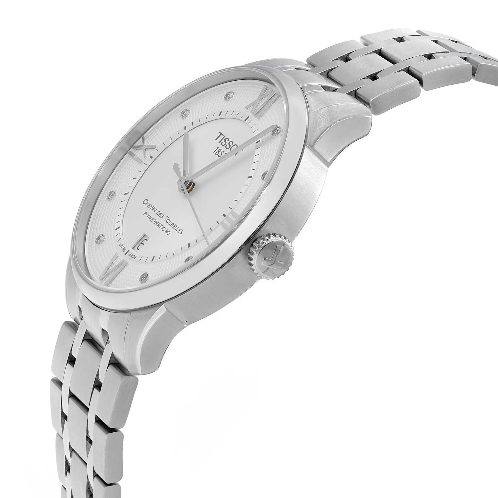  Shop Authentic Tissot Chemin Des Tourelles Powermatic 80 Diamonds Silver Dial Silver Steel Strap Watch for Men - T099.407.11.033.00 - Luxxuri