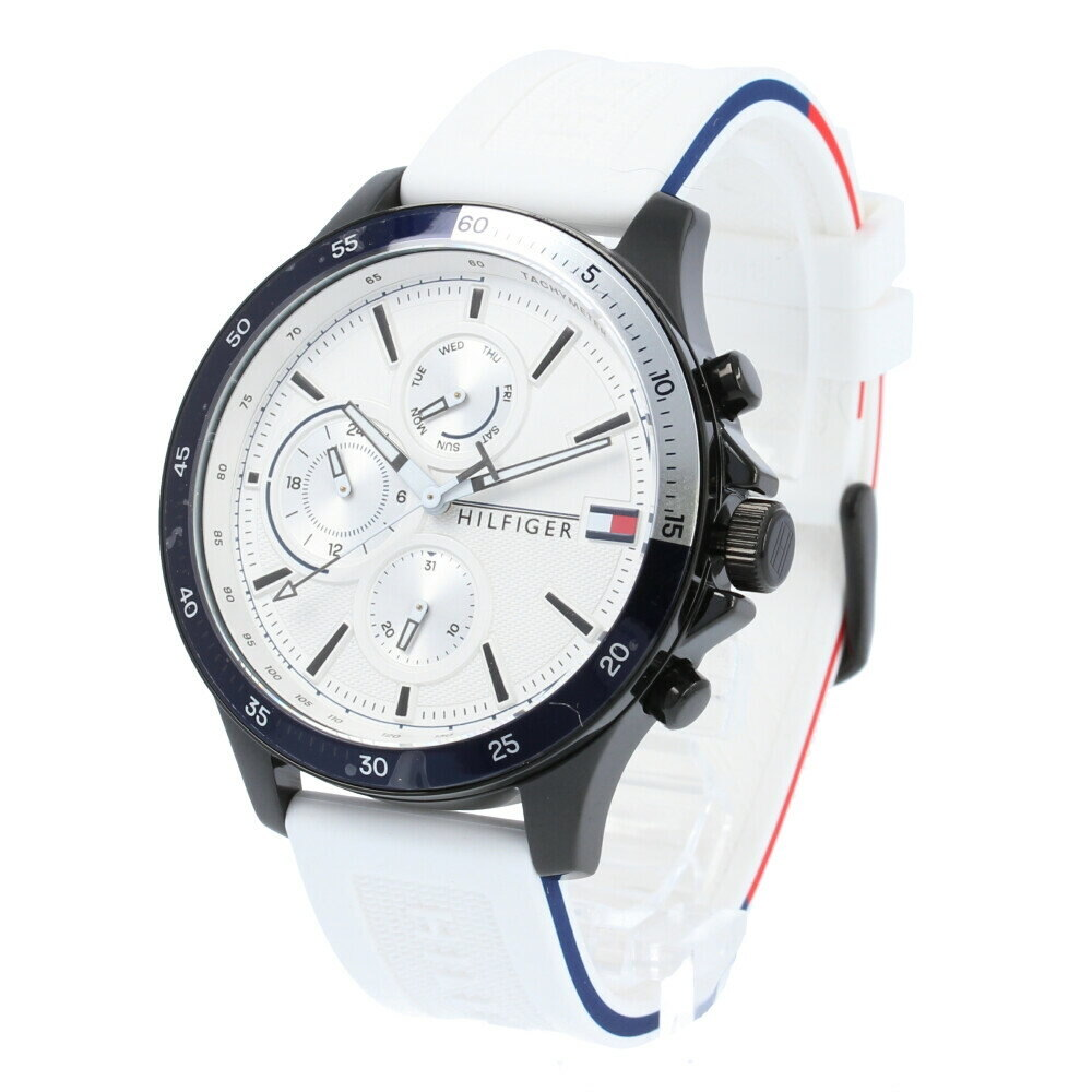 Shop Authentic Tommy Hilfiger Bank Chronograph White Dial White Rubber Strap Watch for Men - 1791723 - Luxxuri