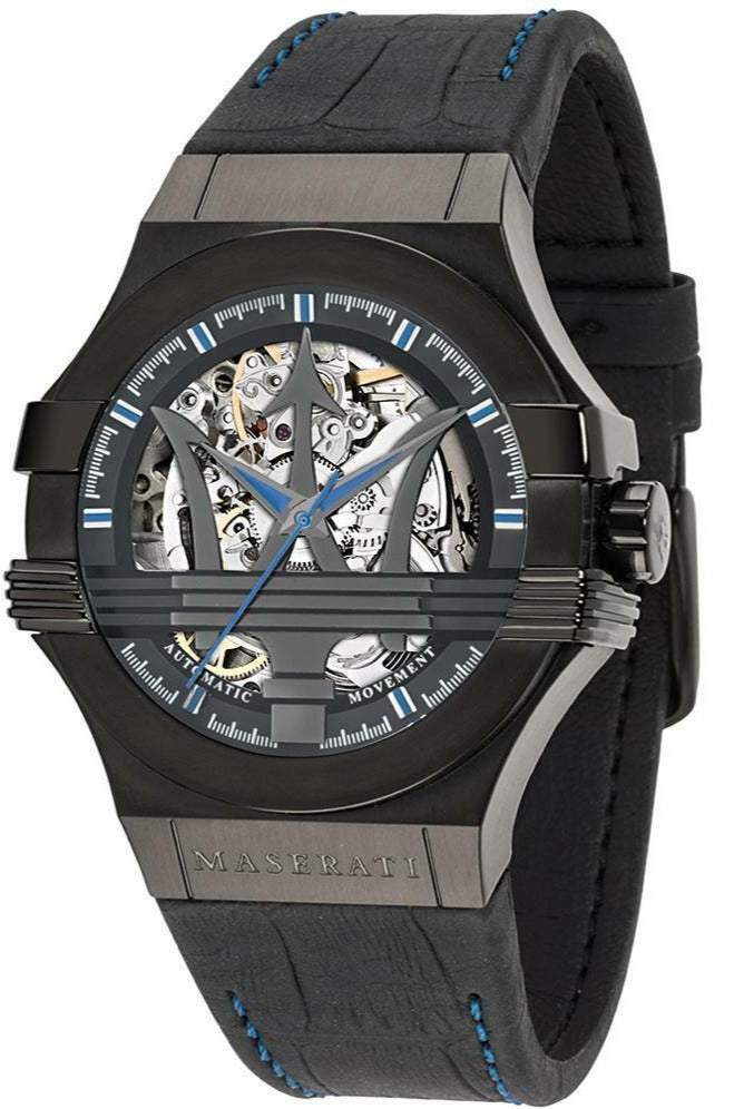  Shop Authentic Maserati Potenza Automatic Black Dial Black Leather Strap Watch For Men - R8821108009 - Luxxuri