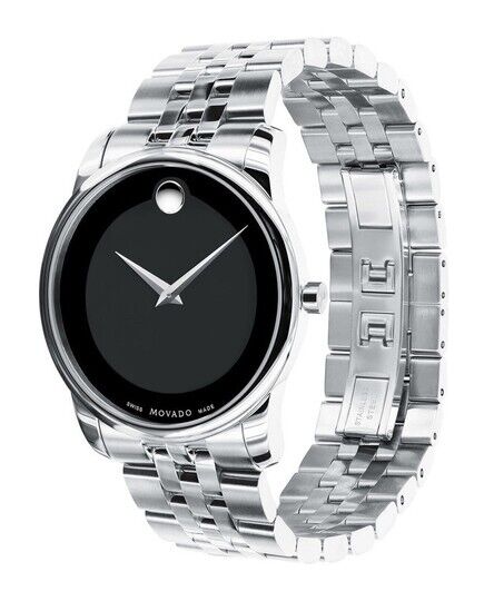  Shop Authentic Movado Museum Classic Black Dial Silver Steel Strap Watch For Men - 606504 - Luxxuri