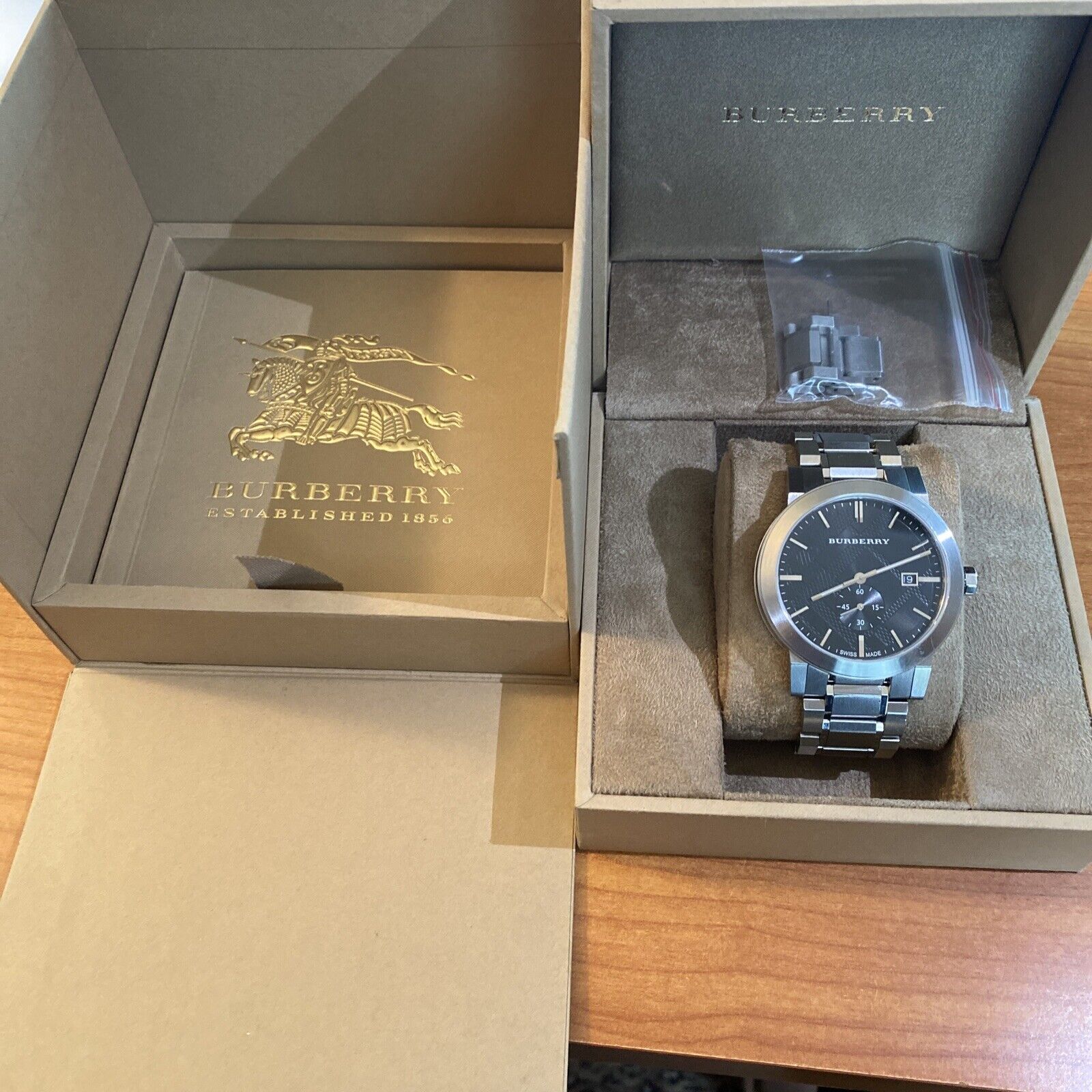 Shop Authentic Burberry The City Black Dial Silver Steel Strap Watch for Men - BU9901 - Luxxuri