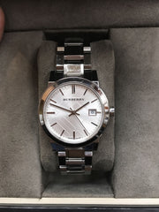  Shop Authentic Burberry The City White Dial Silver Steel Strap Watch for Women - BU9100 - Luxxuri