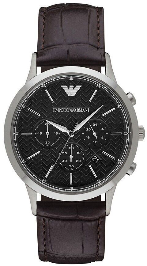  Shop Authentic Emporio Armani Renato Chronograph Black Dial Brown Leather Strap Watch For Men - AR2482 - Luxxuri