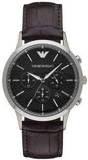 Shop Authentic Emporio Armani Renato Chronograph Black Dial Brown Leather Strap Watch For Men - AR2482 - Luxxuri