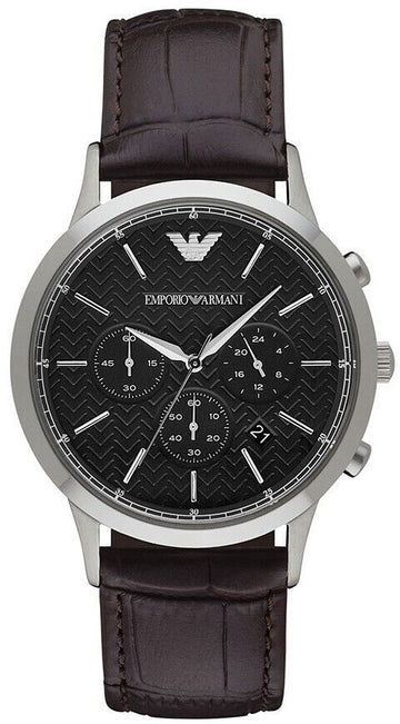  Shop Authentic Emporio Armani Renato Chronograph Black Dial Brown Leather Strap Watch For Men - AR2482 - Luxxuri