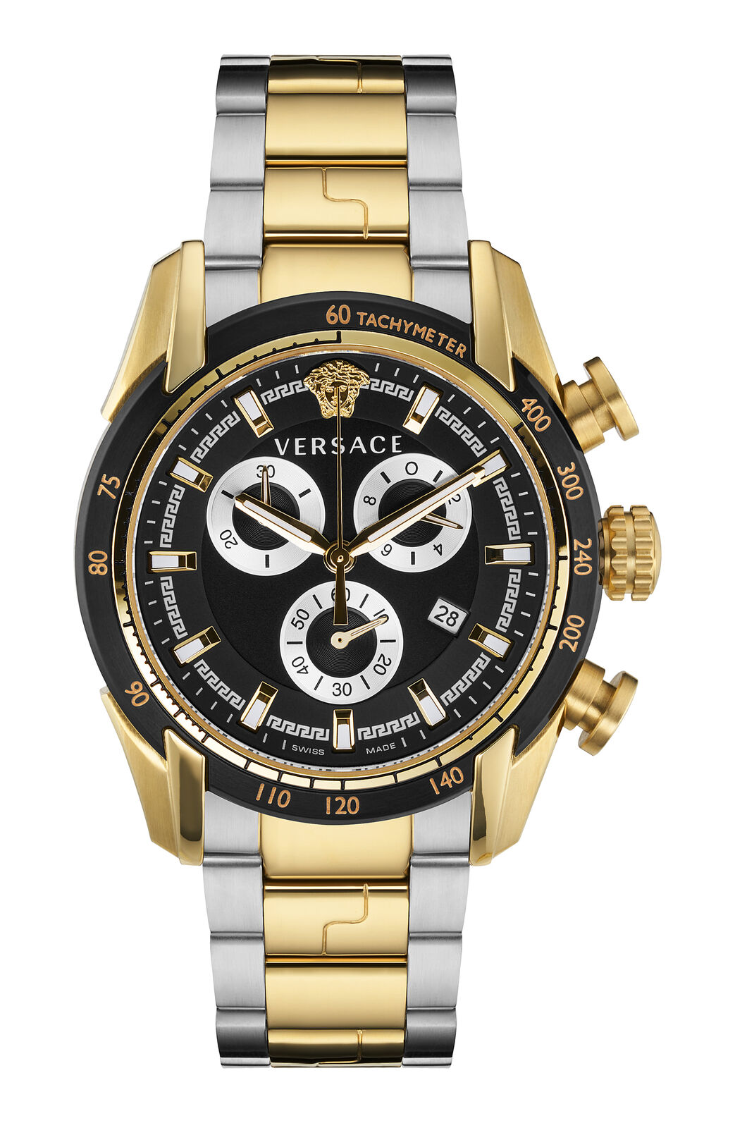  Shop Authentic Versace V-Ray Chronograph Black Dial Two Tone Steel Strap Watch For Men - VE2I00421 - Luxxuri