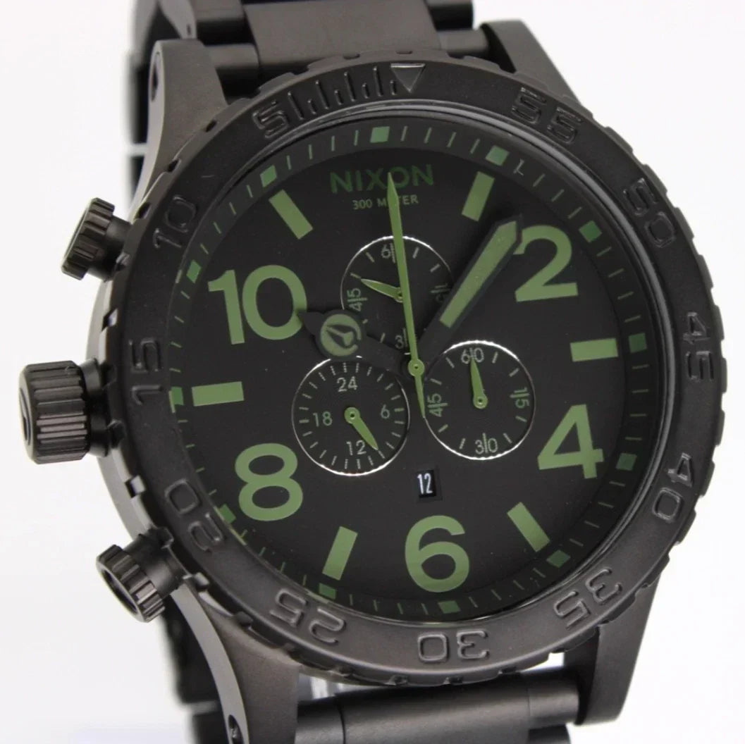 Nixon 51-30 Chrono Black Dial Black Steel Strap Watch for Men - A083-1042