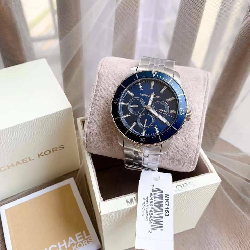  Shop Authentic Michael Kors Cunningham Multifunction Blue Dial Silver Steel Strap Watch For Men - MK7153 - Luxxuri