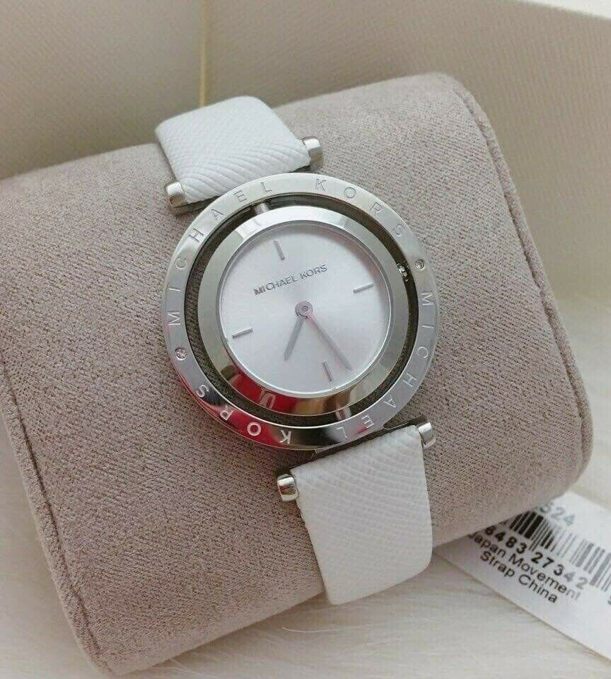  Shop Authentic Michael Kors Averi Silver Dial White Leather Strap Watch for Women - MK2524 - Luxxuri