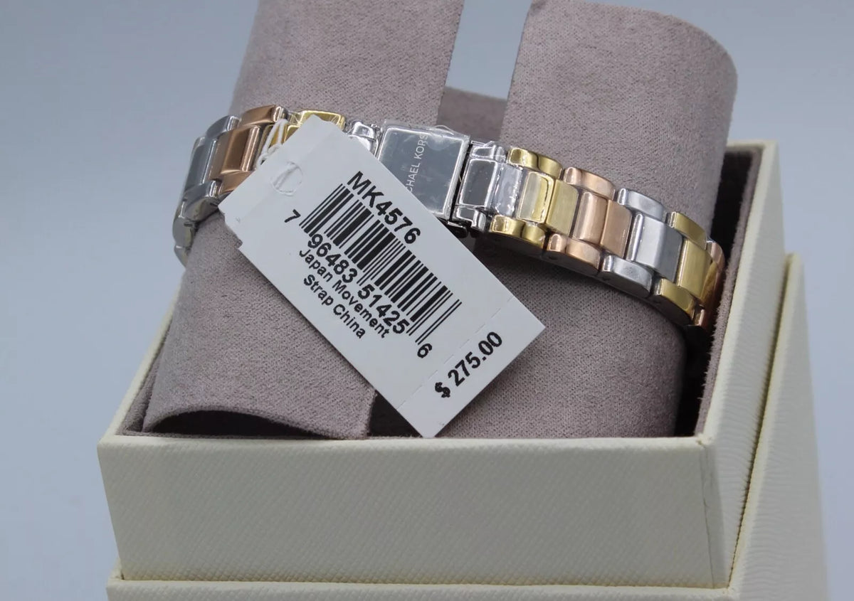 Shop Authentic Michael Kors Tibby Three Hand Crystals Silver Dial Two Tone Steel Strap Watch for Women - MK4576 - Luxxuri