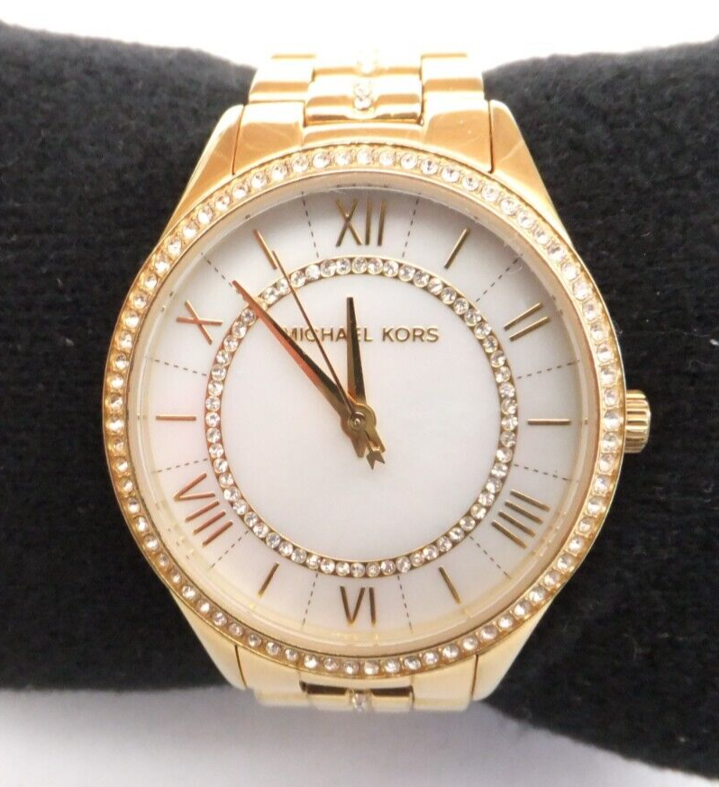  Shop Authentic Michael Kors Lauryn Mother of Pearl White Dial Gold Steel Strap Watch for Women - MK3899 - Luxxuri
