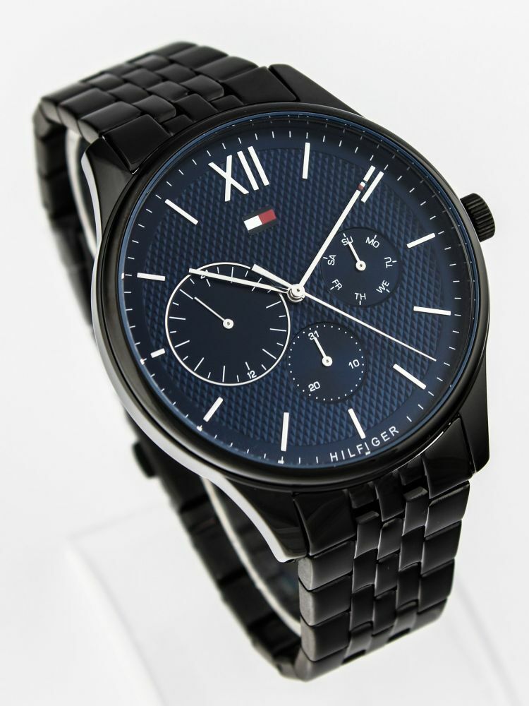  Shop Authentic Tommy Hilfiger Damon Quartz Chronograph Blue Dial Black Steel Strap Watch for Men - 1791454 - Luxxuri
