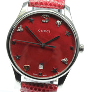  Shop Authentic Gucci G-Timeless Cherry Red Mother of Pearl Dial 27mm Watch For Women - YA126584 - Luxxuri