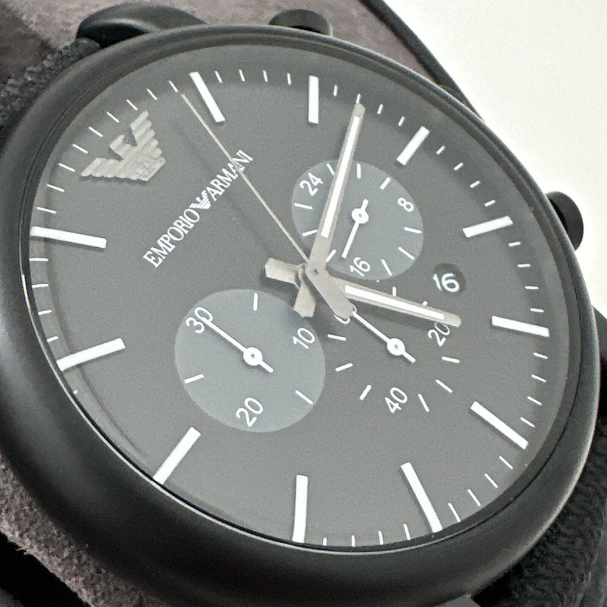  Shop Authentic Emporio Armani Luigi Analog Black Dial Black Leather Strap Watch For Men - AR11450 - Luxxuri