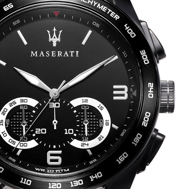  Shop Authentic Maserati Traguardo Chronograph Black Dial Black Mesh Bracelet Watch For Men - R8873612031 - Luxxuri
