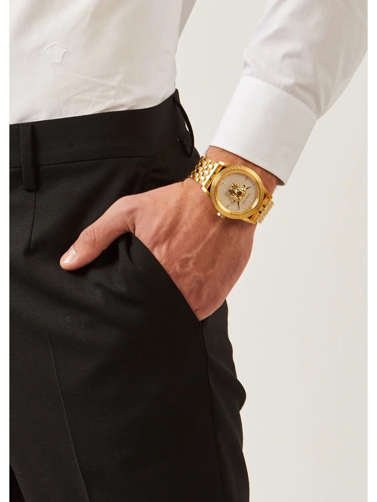  Shop Authentic Versace Palazzo Empire White Dial Gold Steel Strap Watch for Men - VERD00318 - Luxxuri