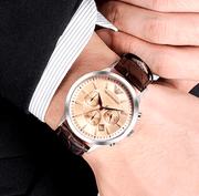  Shop Authentic Emporio Armani Classic Chronograph Beige Dial Brown Leather Strap Watch For Men - AR2433 - Luxxuri