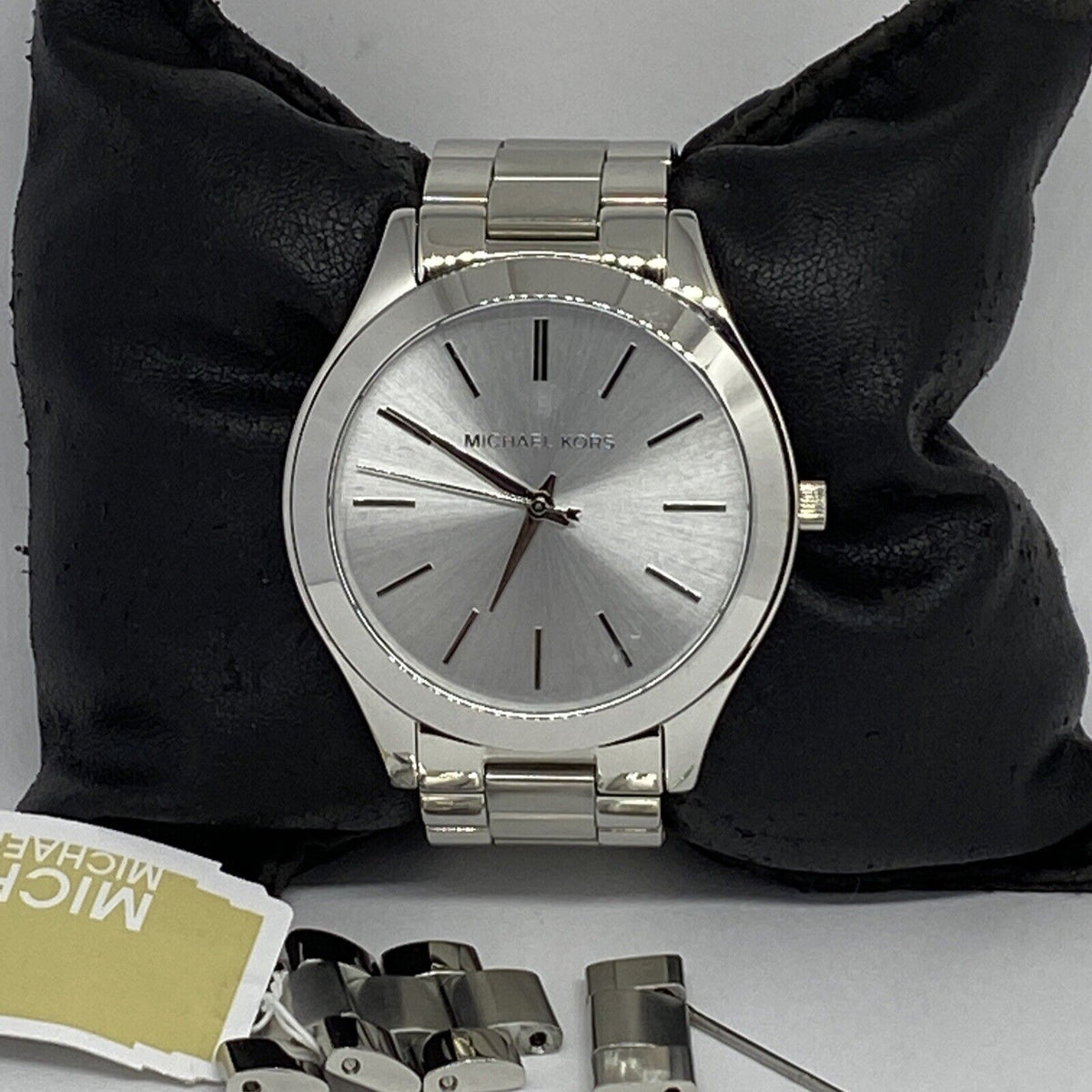  Shop Authentic Michael Kors Slim Runway Silver Dial Silver Stainless Steel Strap Watch for Women - MK3178 - Luxxuri