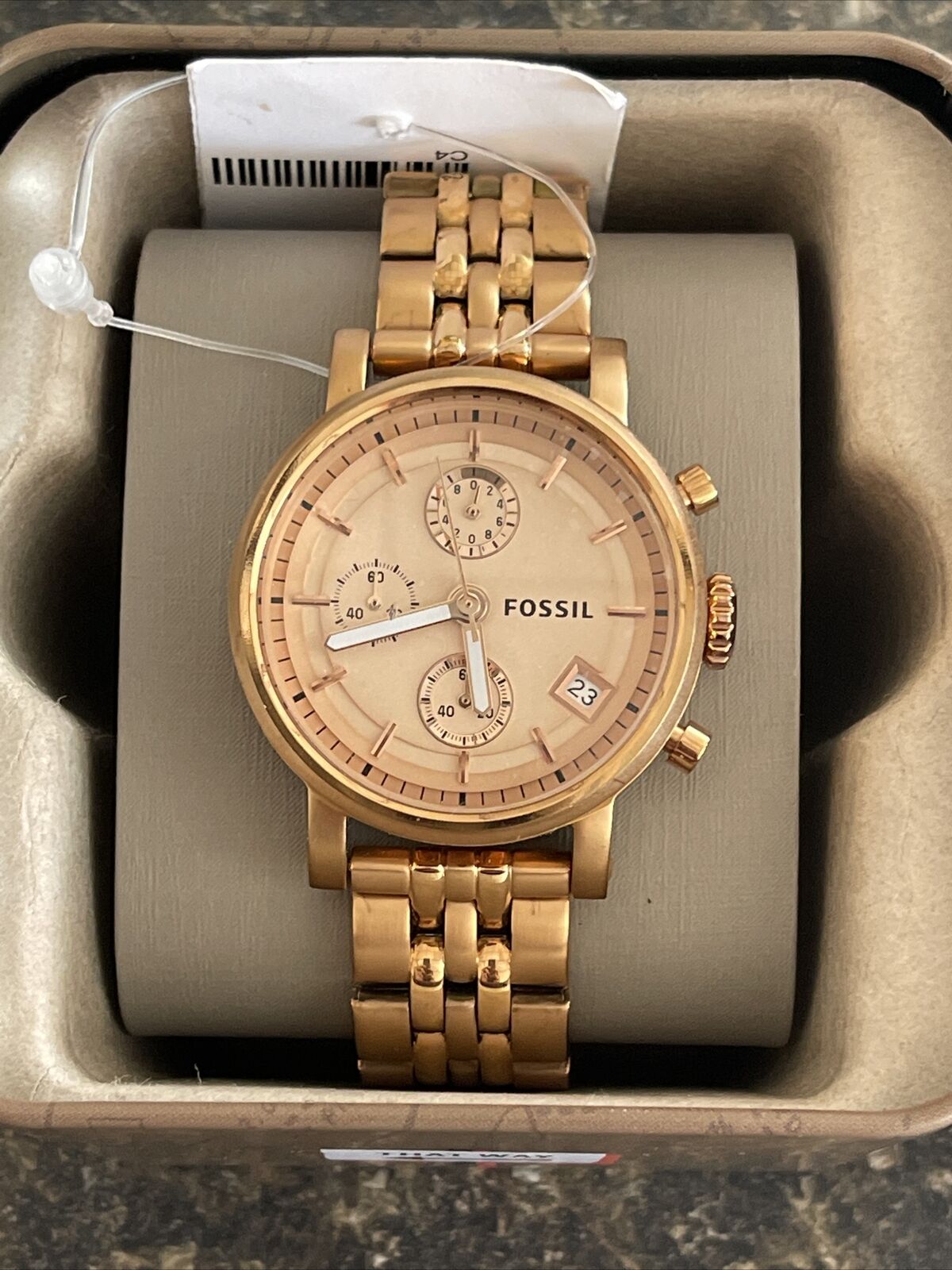  Shop Authentic Fossil Boyfriend Chronograph Rose Gold Dial Rose Gold Steel Strap Watch for Women - ES3380 - Luxxuri