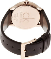  Shop Authentic Calvin Klein Minimal White Dial Brown Leather Strap Watch for Women - K3M226G6 - Luxxuri