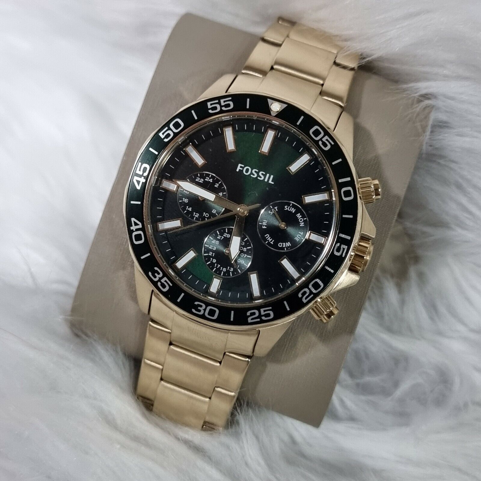  Shop Authentic Fossil Bannon Multifunction Chronograph Green Dial Gold Steel Strap Watch for Men - BQ2493 - Luxxuri