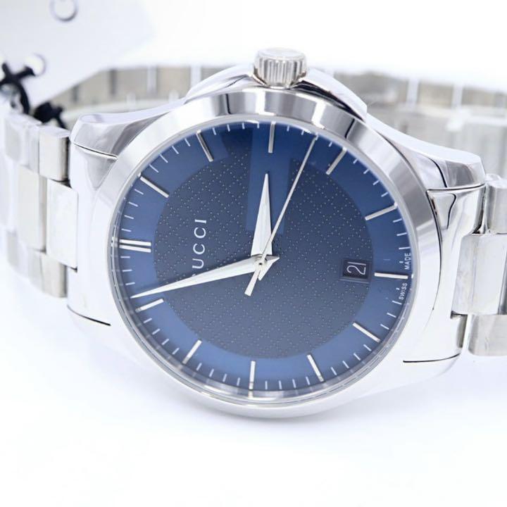  Shop Authentic Gucci G Timeless Blue Dial Silver Steel Strap Watch For Men - YA126440 - Luxxuri