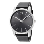  Shop Authentic Calvin Klein City Grey Dial Black Leather Strap Watch For Men - K2G21107 - Luxxuri