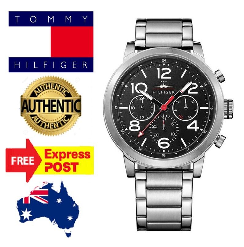  Shop Authentic Tommy Hilfiger Jake Chronograph Black Dial Silver Steel Strap Watch for Men - 1791234 - Luxxuri