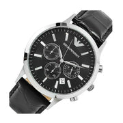  Shop Authentic Emporio Armani Renato Chronograph Black Dial Black Leather Strap Watch For Men - AR2447 - Luxxuri
